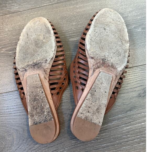 VERONICA BEARD Albani‎ Woven Leather Mules Huarache Sandal Size 7 Old Money - Picture 6 of 7
